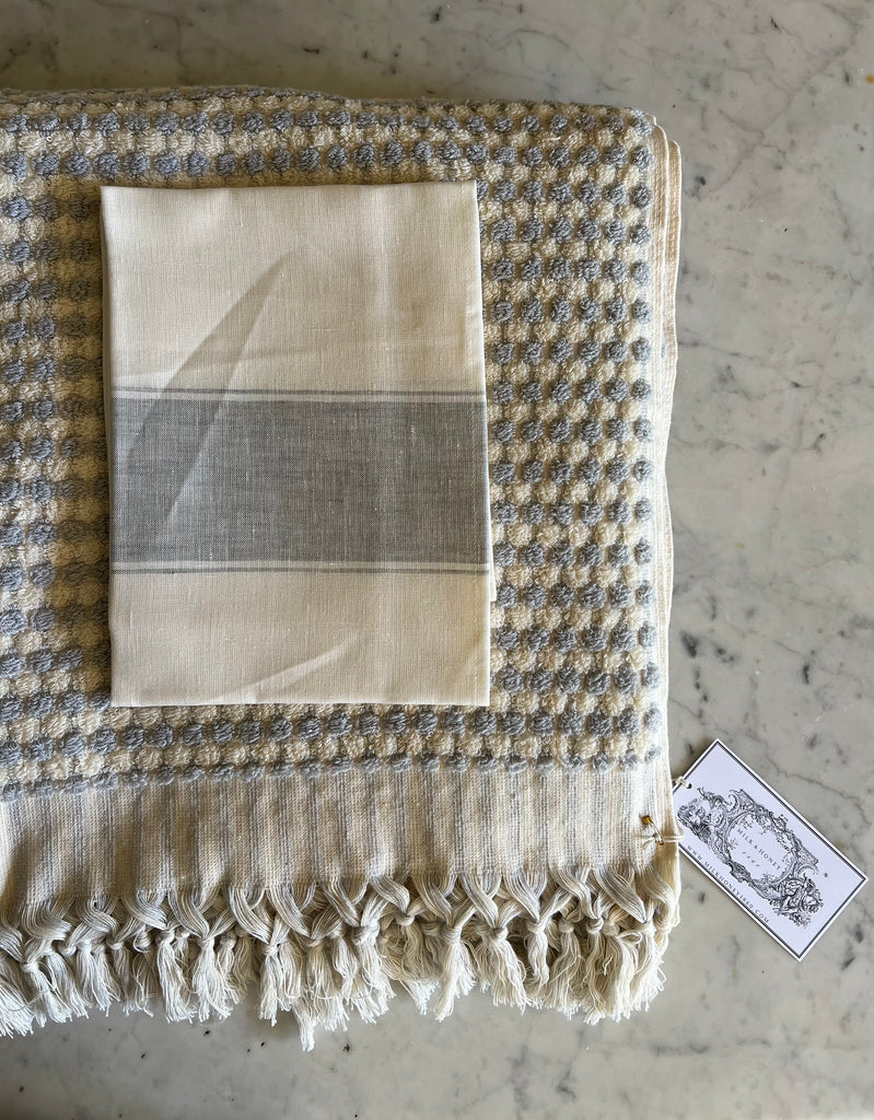 Handwoven Turkish Towels | Grey & Cream